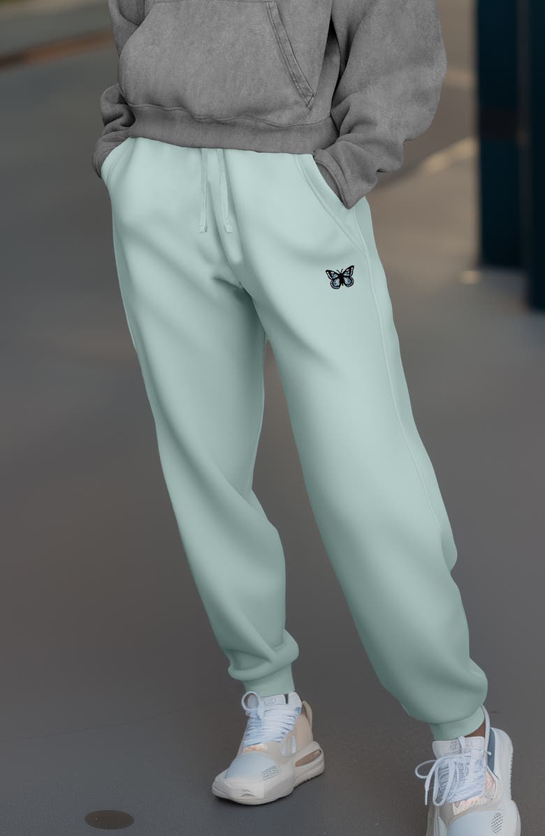Dalix Womens Butterfly Midweight Fleece Jogger Pant, Alternate, color, Sea Foam