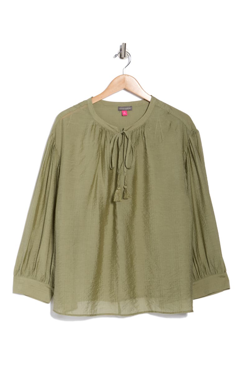 Split Neck Long Sleeve Top, Alternate, color, OLIVE