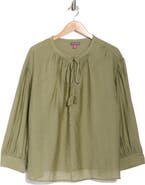 Vince Camuto Split Neck Long Sleeve Top