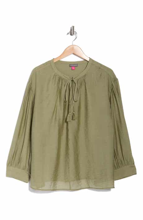 Vince Camuto Split Neck Long Sleeve Top