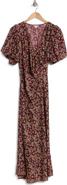 MAX STUDIO Surplice Neck Balloon Sleeved Midi Dress