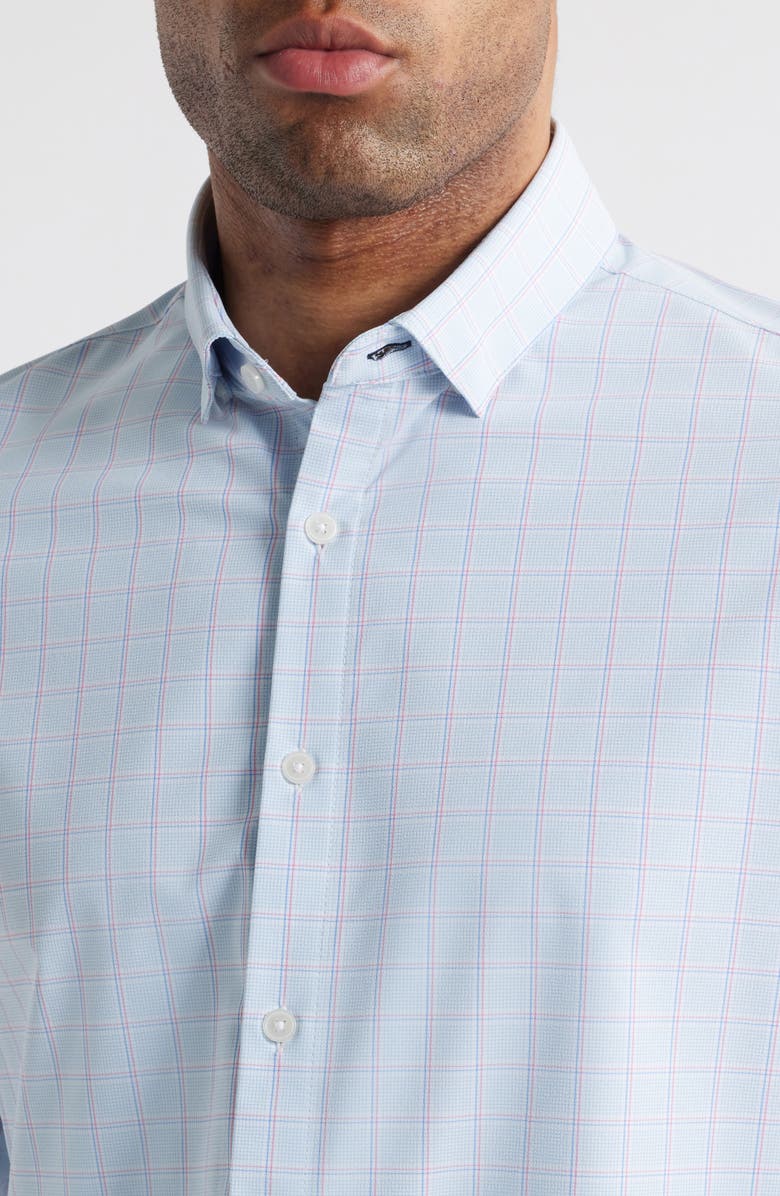 Mizzen+Main Leeward Trim Fit No Tuck Tattersall Check Button-Up Shirt, Alternate, color, Chambray Hampton Plaid