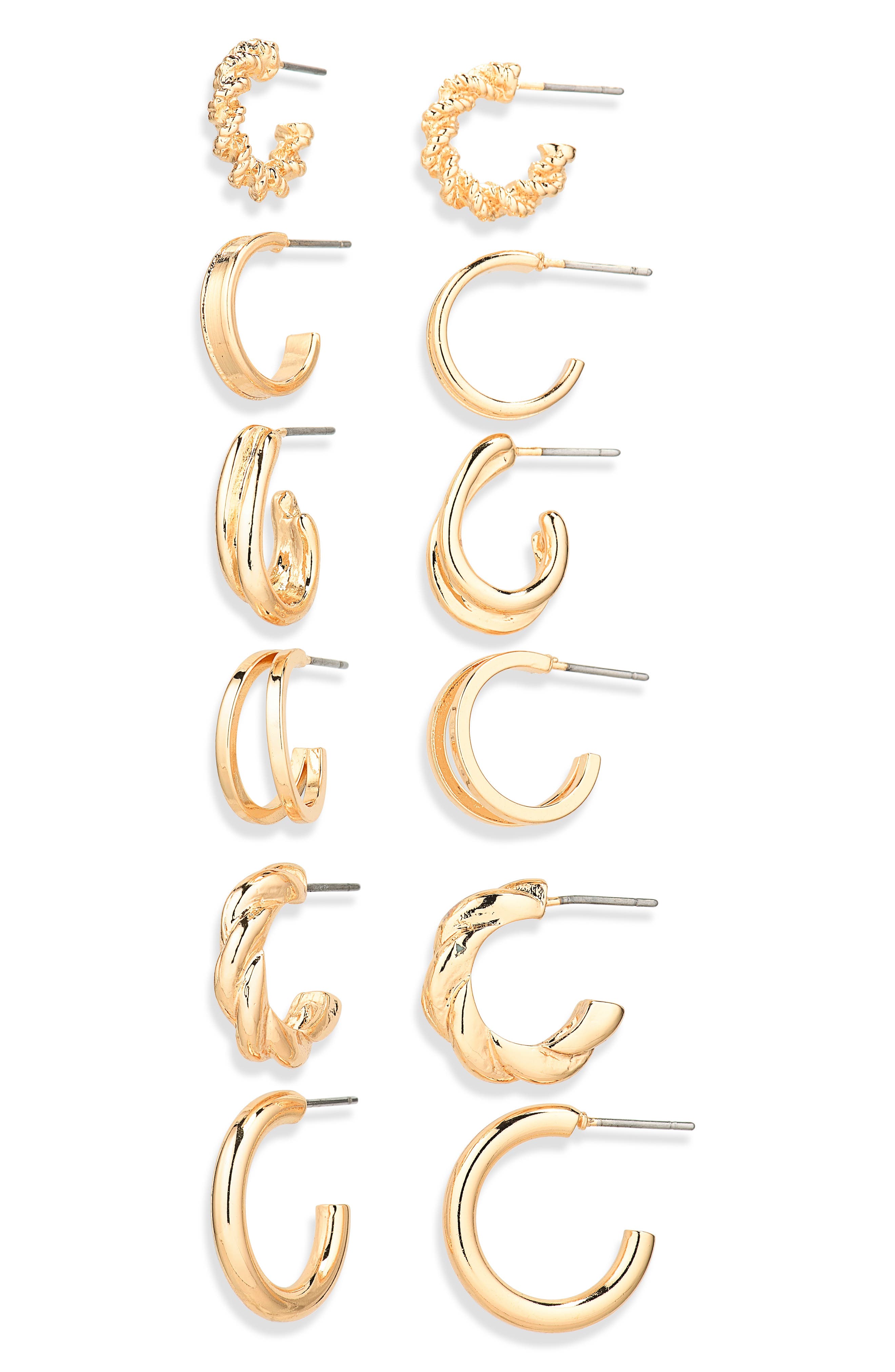 NORDSTROM RACK 6-Pair Twist Hoop Earrings Set