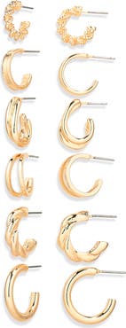 NORDSTROM RACK 6-Pair Twist Hoop Earrings Set