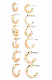 6-Pair Twist Hoop Earrings Set
