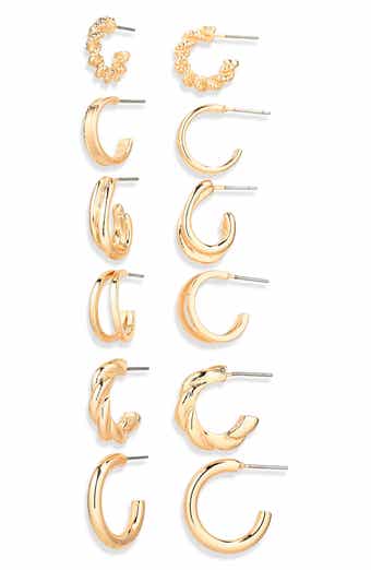 6-Pair Twist Hoop Earrings Set