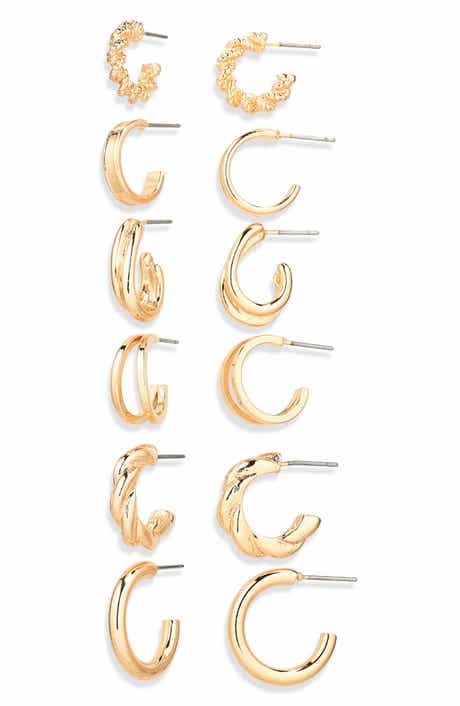 NORDSTROM RACK 6-Pair Twist Hoop Earrings Set