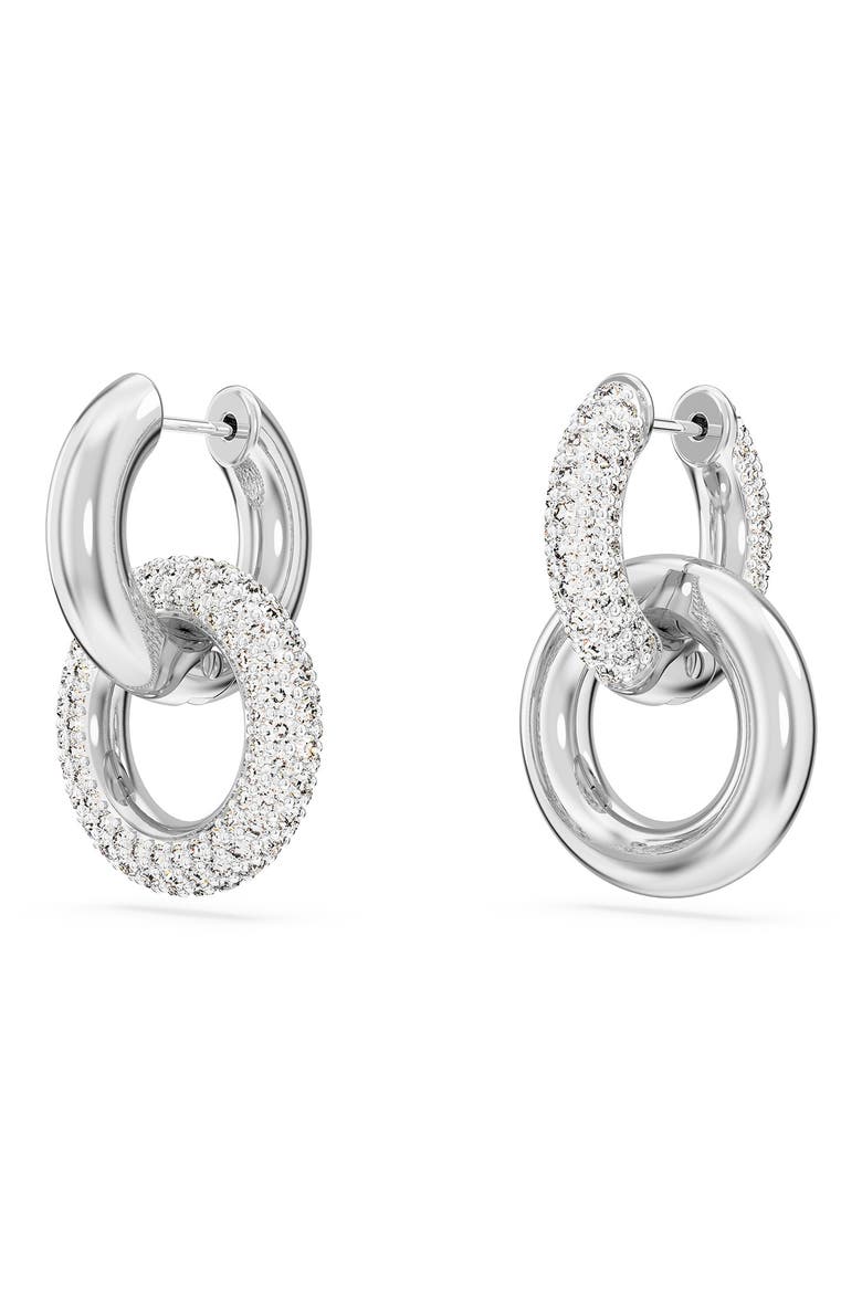 Dextera Pavé Detachable Mismatched Hoop Drop Earrings, Alternate, color, SILVER