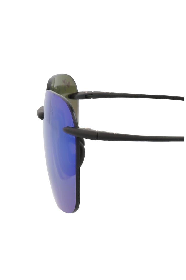 50mm Polarized Rimless Square Sunglasses, Alternate, color, BLACK BLACK GREEN