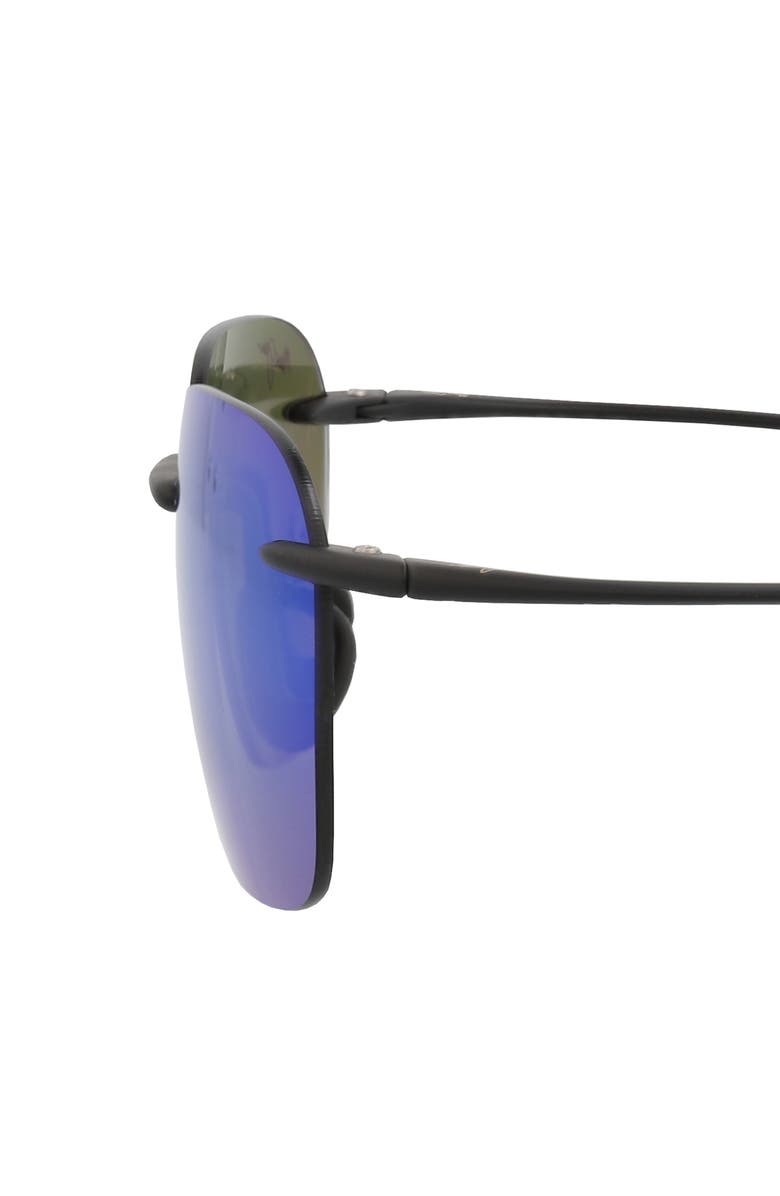 Maui Jim 50mm Polarized Rimless Square Sunglasses, Alternate, color, Black Black Green
