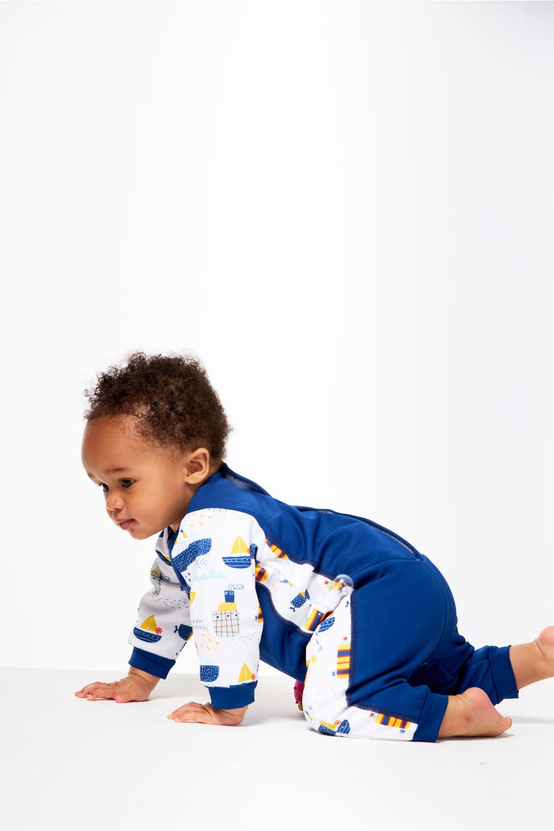 Warm in One Fleece Lined Baby Wetsuit, Alternate, color, Tug Boats
