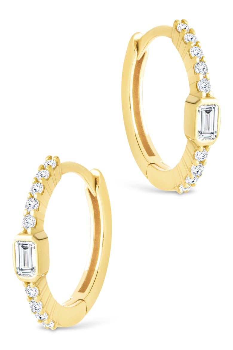 Cubic Zirconia Hoop Earrings, Alternate, color, GOLD
