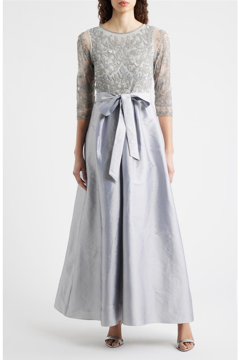 Sequin Bodice Gown, Main, color, SILVER