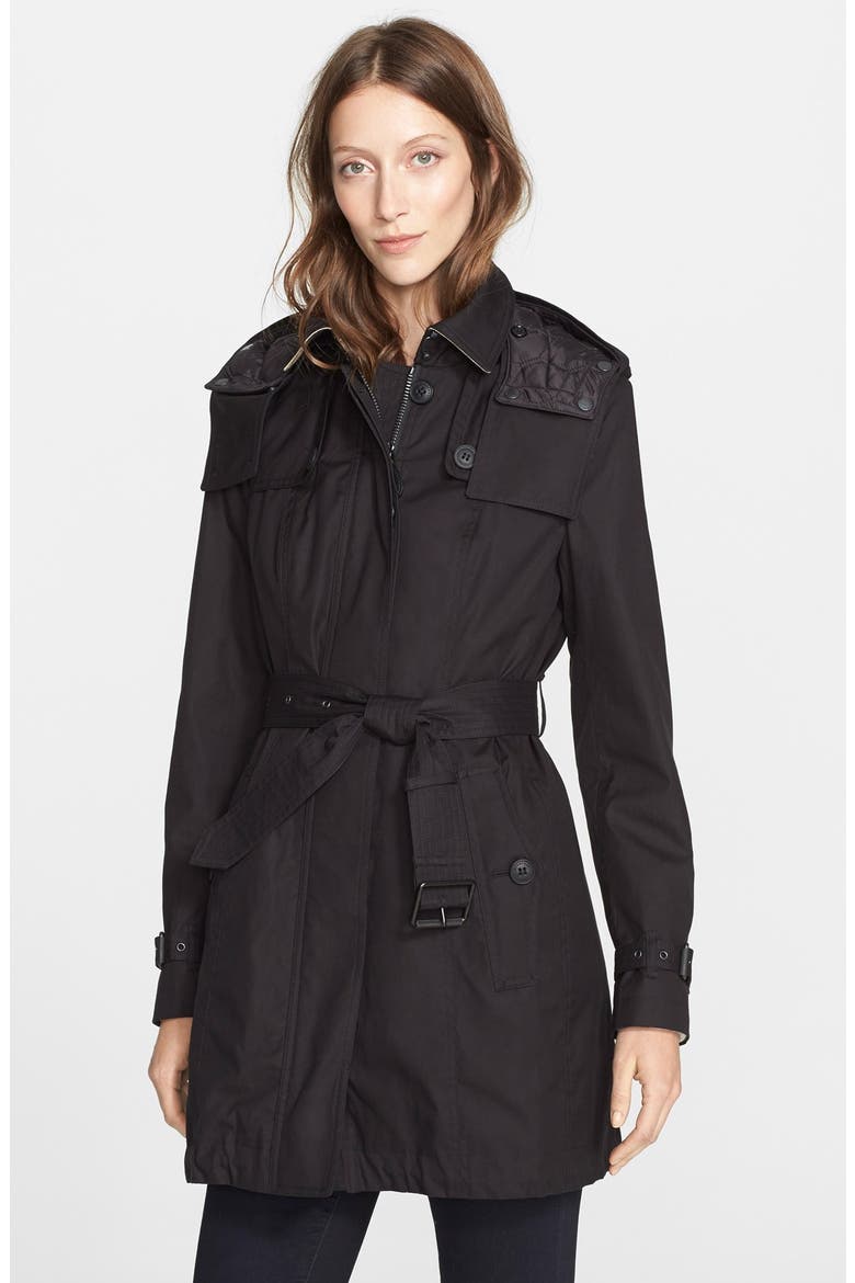 'Fenstone' Single Breasted Trench Coat, Main, color, BLACK