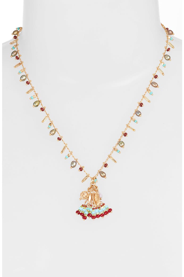 Gipsette Beaded Necklace, Alternate, color, BLUE