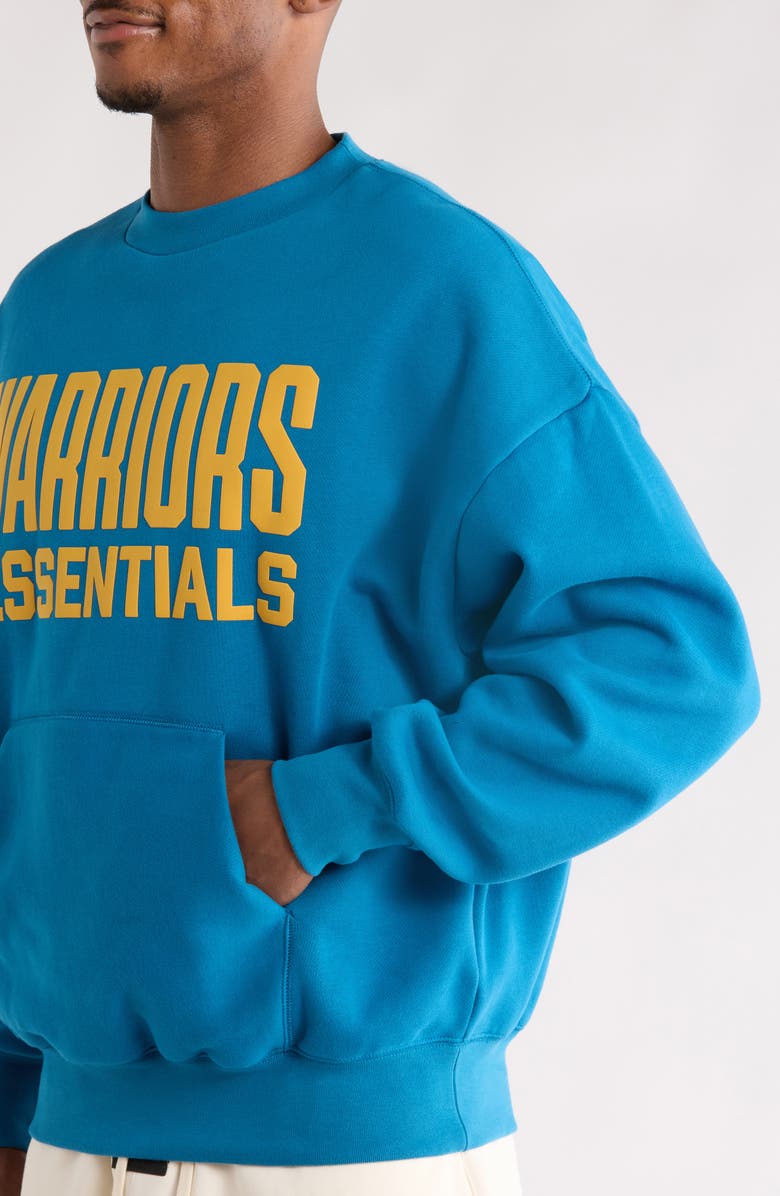 Fear of God Essentials x NBA Warriors Sport Fit Crewneck Sweatshirt, Alternate, color, Blue Sapphire