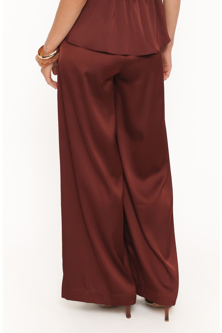 Vita High Waist Wide Leg Satin Pants, Alternate, color, BROWN