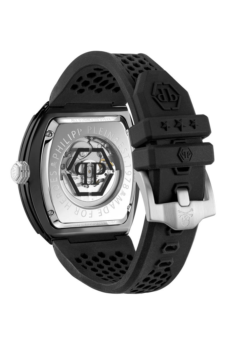 PHILIPP PLEIN The $keleton Ceramic Silicone Strap Watch, 44mm, Alternate, color, 