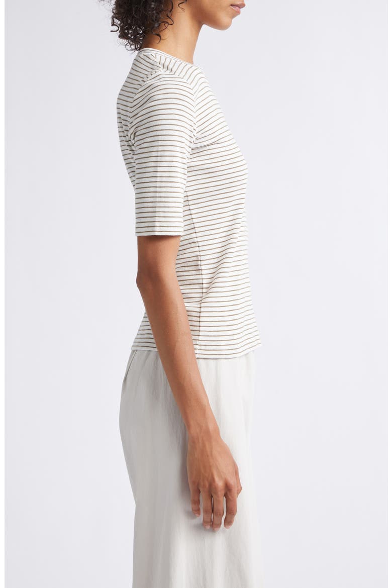 Stripe Elbow Sleeve Cotton Blend Knit Top, Alternate, color, TAPENADE COMBO