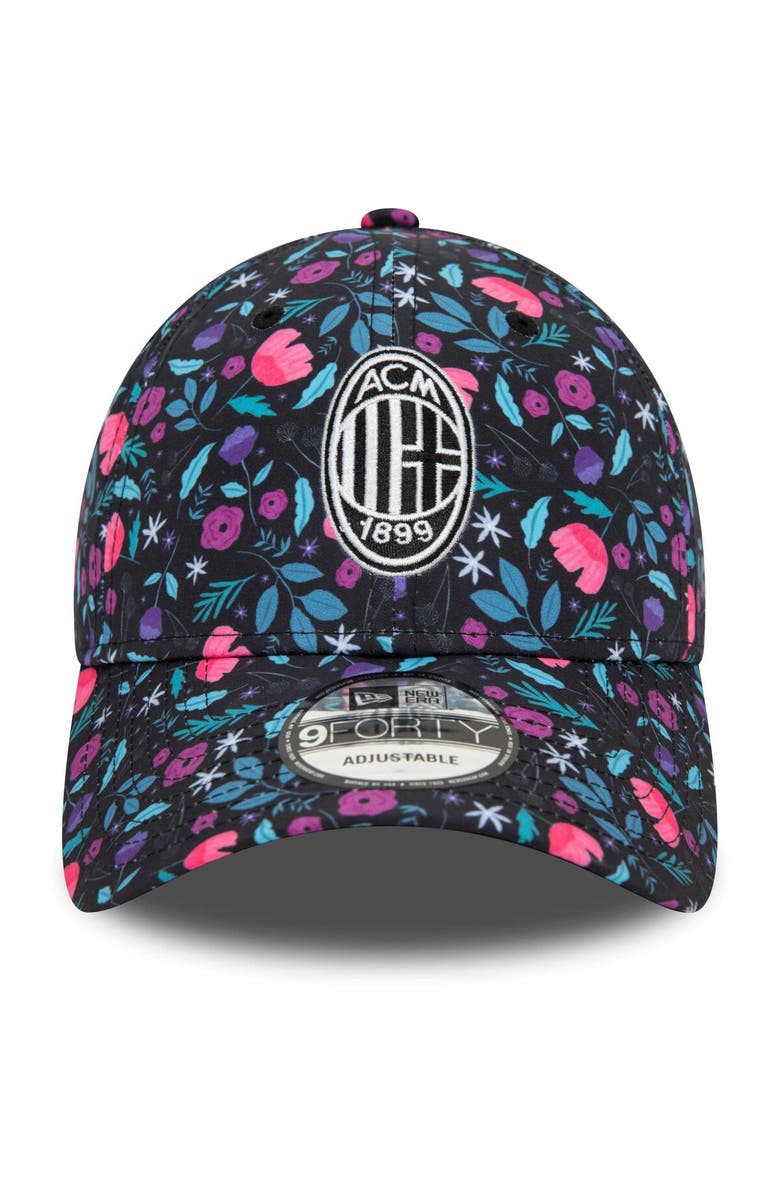 New Era Men's New Era Black AC Milan Floral 9FORTY Adjustable Hat, Alternate, color, 