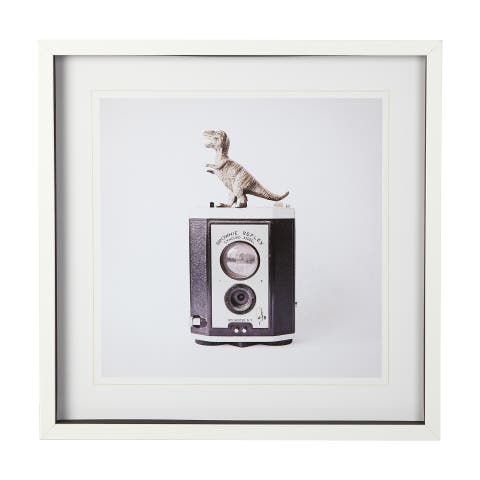T-rex & Vintage Camera by Susannah Tucker Photography a Framed Photo Art Print Matted under Glass