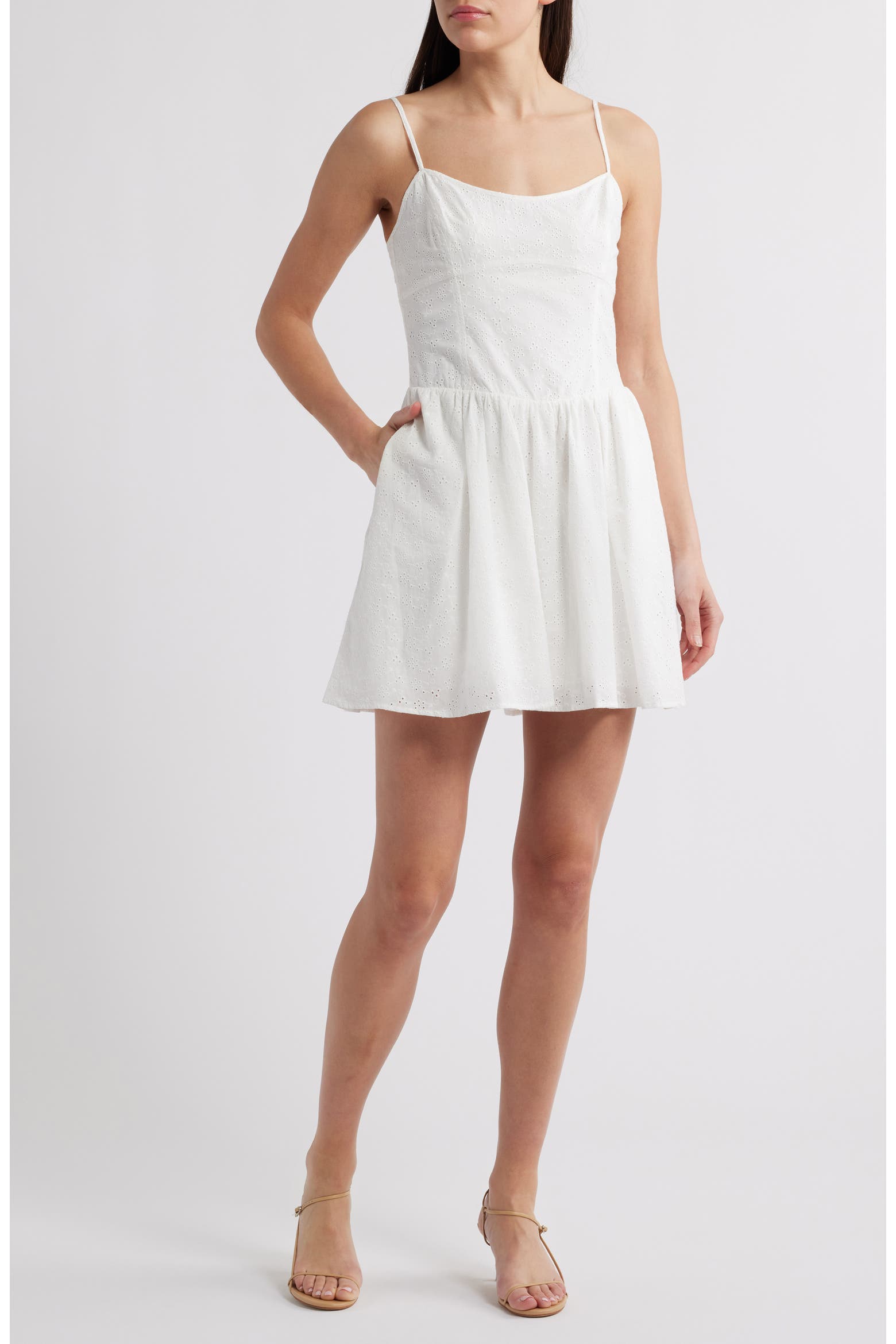 Henry D Rack Charles Henry Cotton Eyelet Minidress (Women) | Nordstromrack