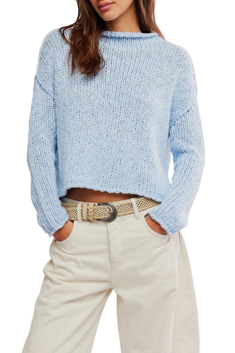Opal Roll Neck Crop Sweater, Main, color, CASHMERE BLUE