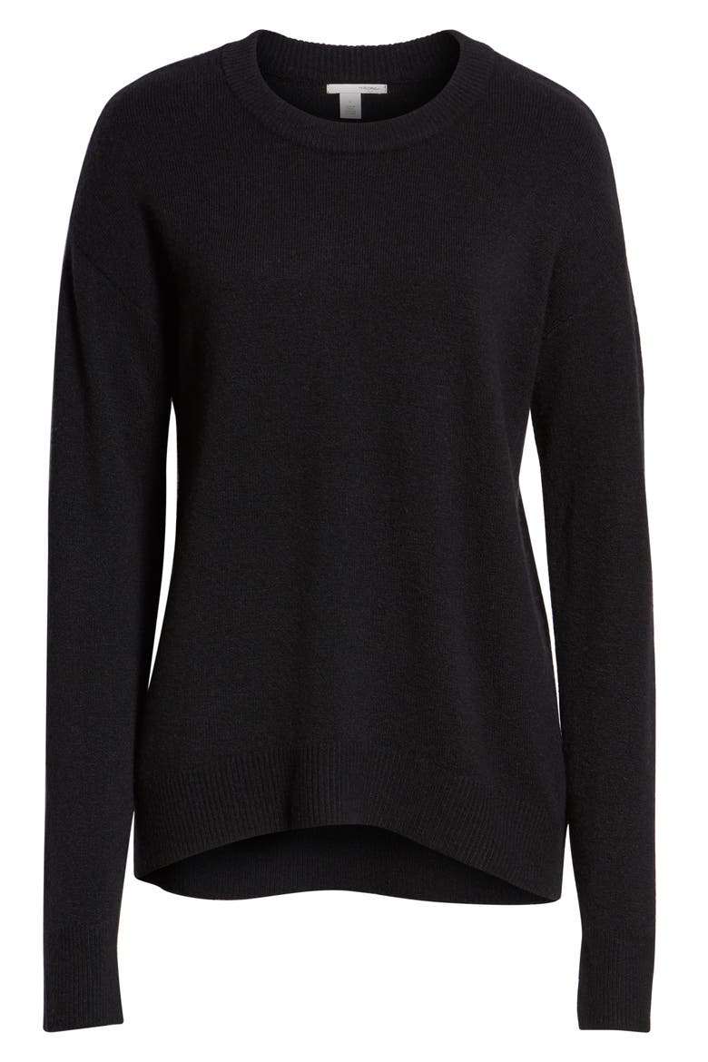 Crewneck Wool Blend Sweater, Alternate, color, BLACK