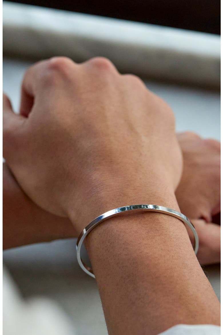 Men's Fine Rhodium Plate Cuff Bracelet, Alternate, color, SILVER