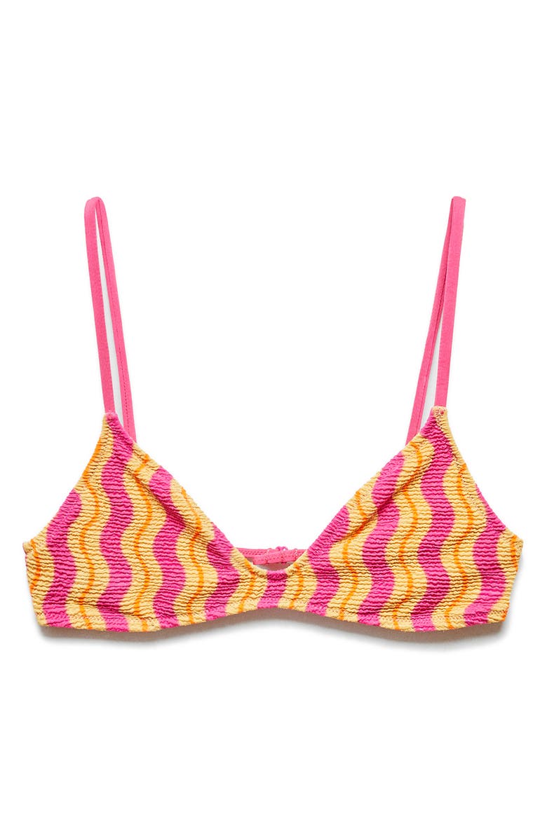 MANGO Wavy Stripe Textured Bikini Top, Main, color, 