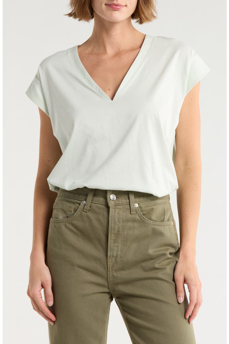 Pima Cotton V-Neck Tee, Main, color, GREEN GEM