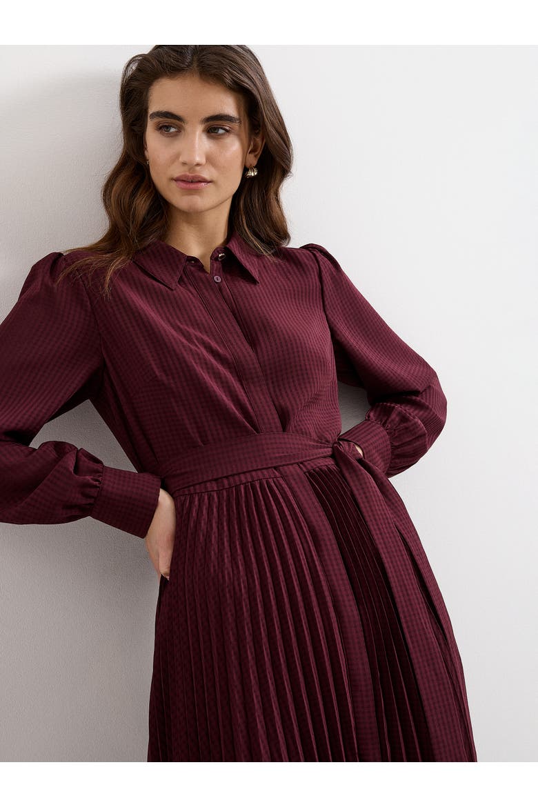 Ren Pleated Midi Shirt Dress, Alternate, color, Burgundy