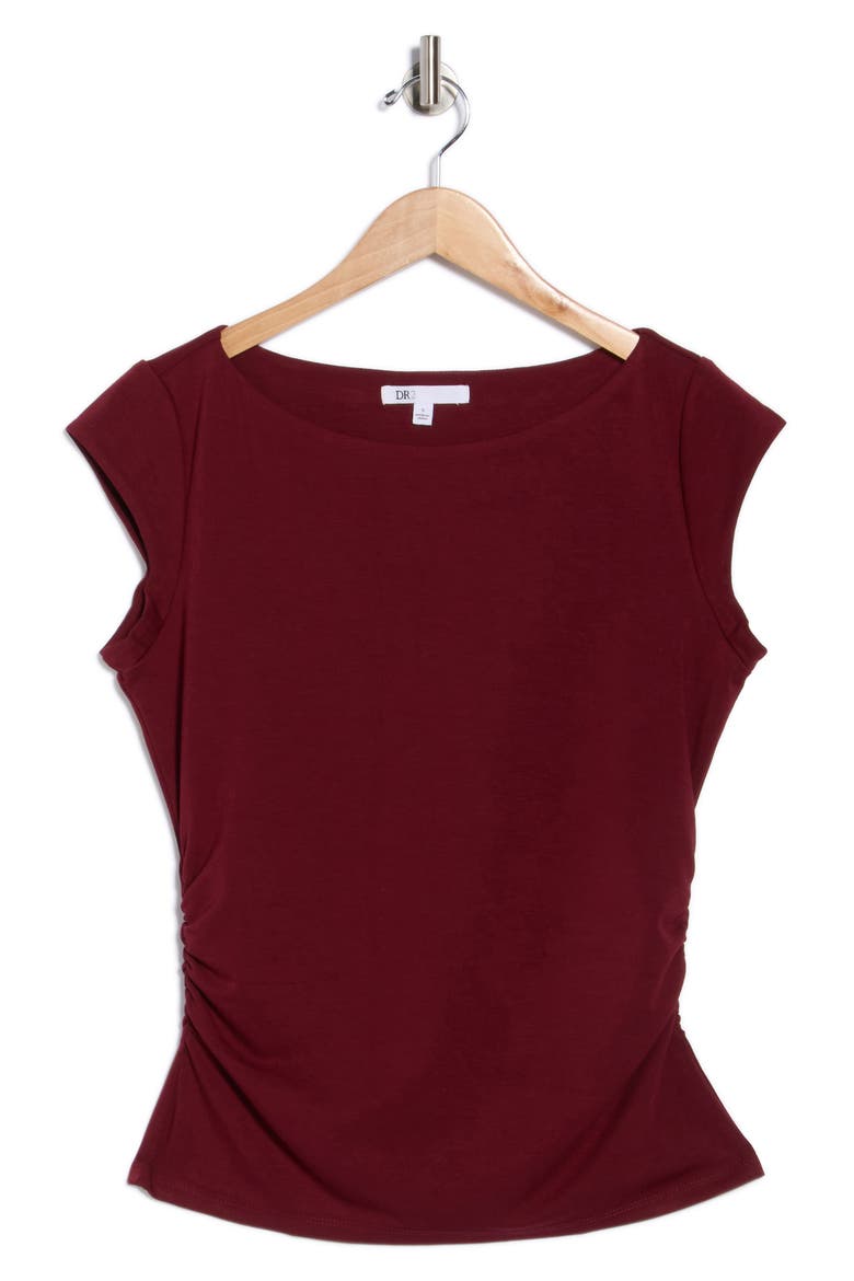 Cap Sleeve Ruched Side T-Shirt, Alternate, color, ZINFANDEL