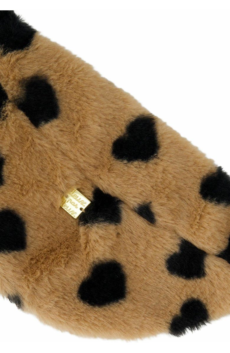 Deux par Deux Girl's Faux Fur Fanny Bag Caramel Printed Heart, Alternate, color,