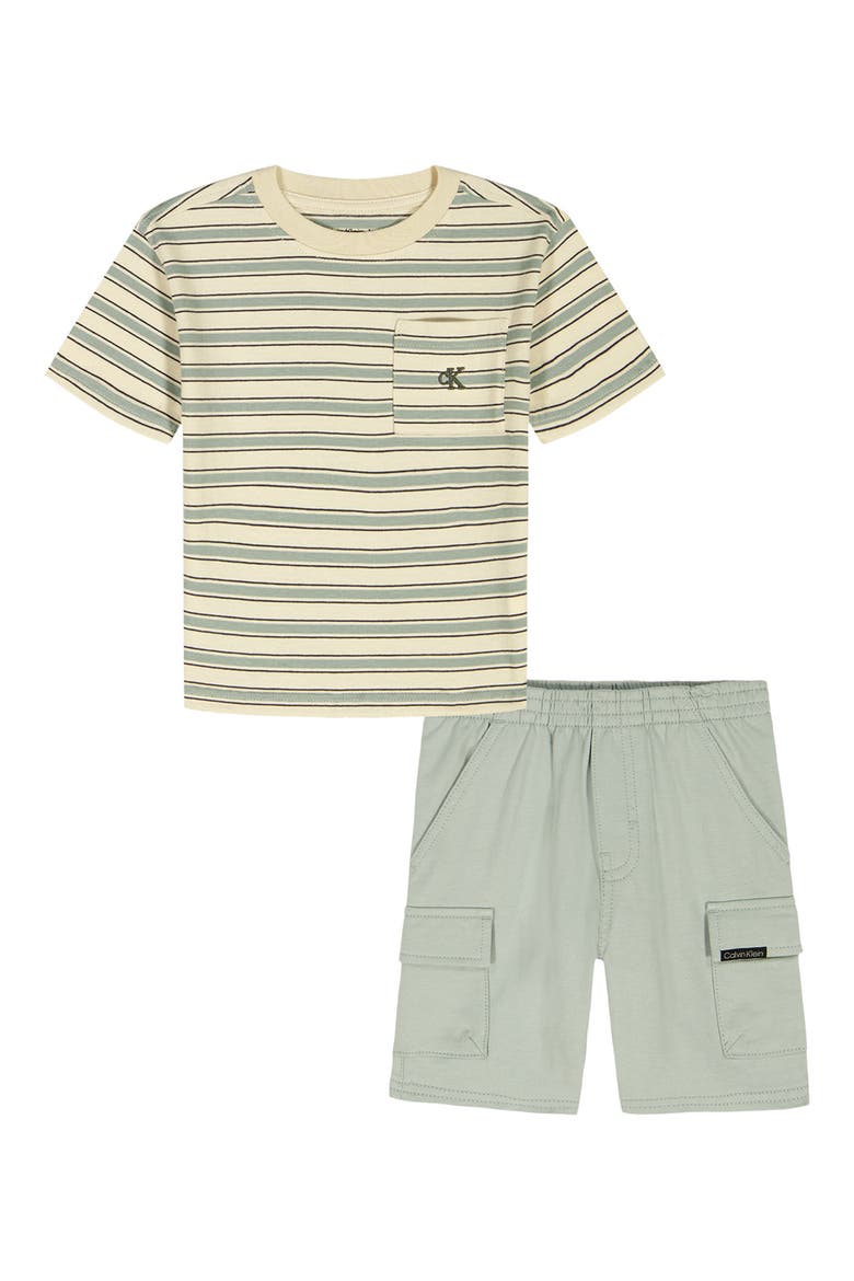 Short Sleeve T-Shirt & Shorts Set, Main, color, OLIVE MULTI
