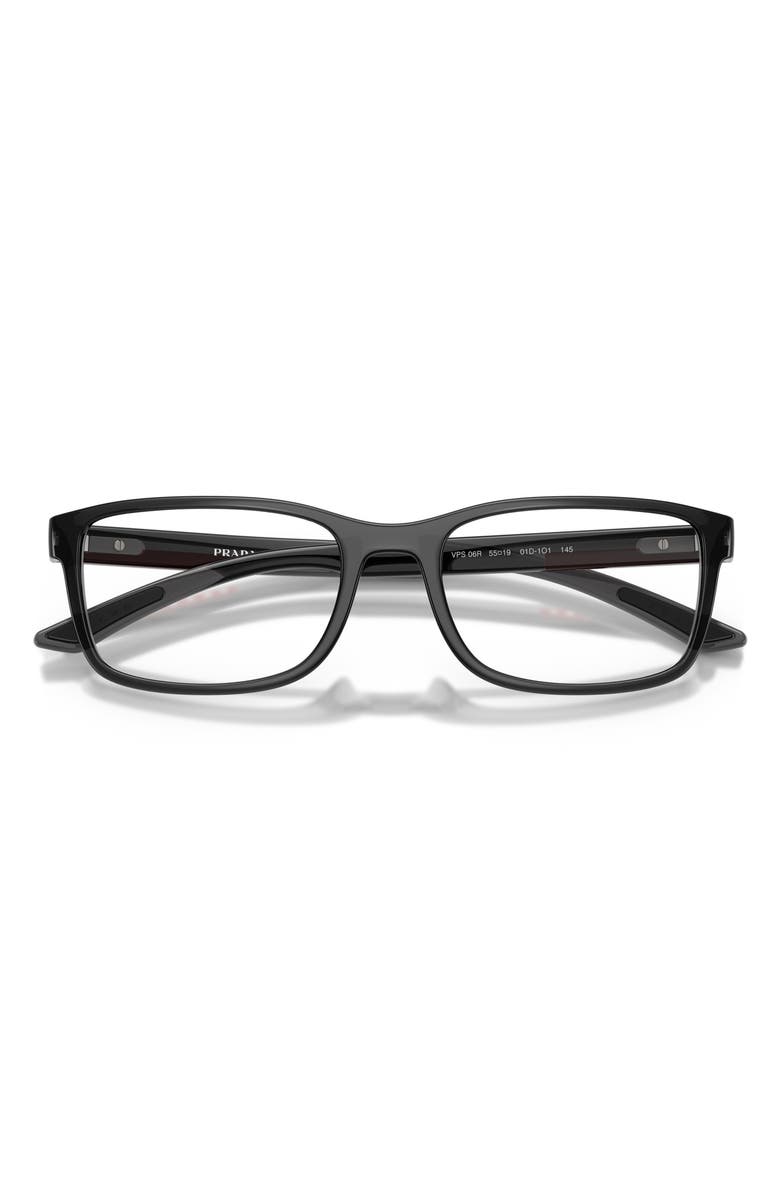 Prada Linea Rossa 53mm Pillow Optical Glasses, Alternate, color, Transparent Grey