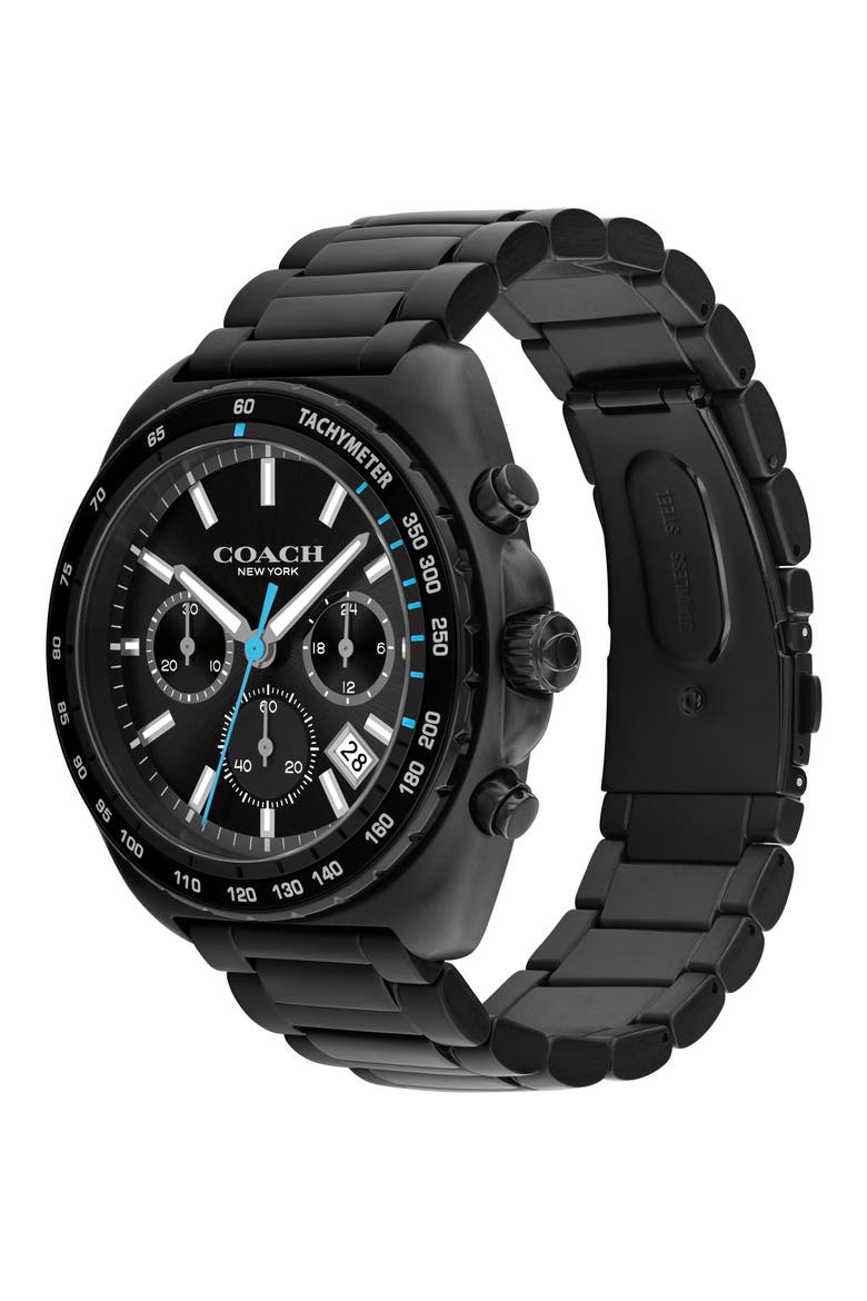 Charter Chronograph Bracelet Watch, 44.5mm, Alternate, color, BLACK