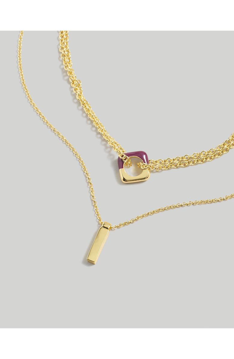 Madewell Enamel Layered Chain Necklace, Alternate, color, Pale Gold