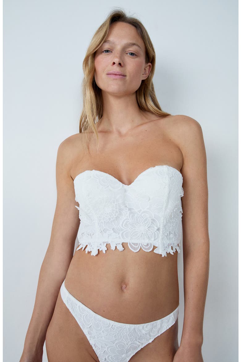 Promesse Embroidered Bustier, Alternate, color, ECRU