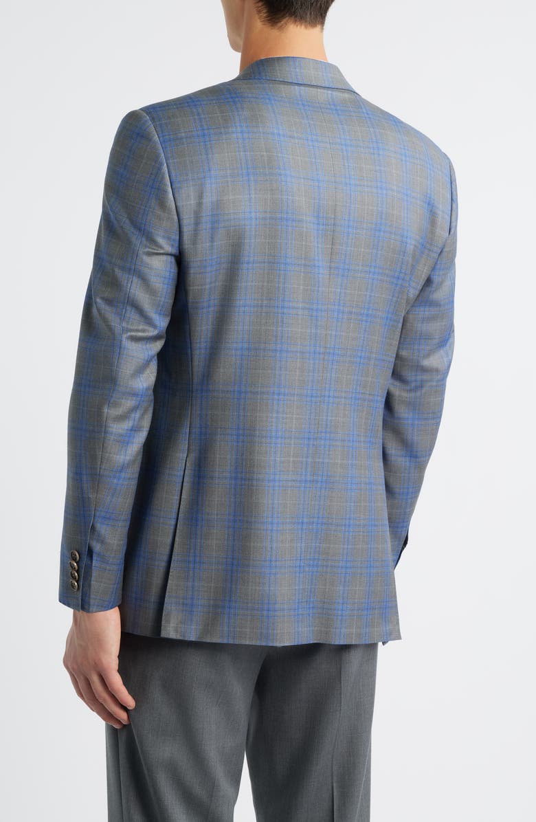 Canali Siena Regular Fit Grey Shadow Check Wool Sport Coat, Alternate, color, Grey