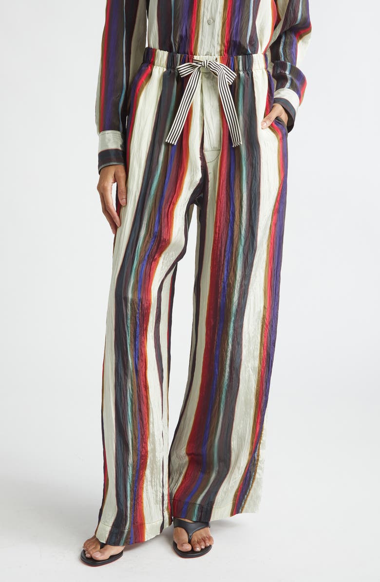 Christopher John Rogers Morris Stripe Crinkled Pants, Main, color, Calla Lily Multi