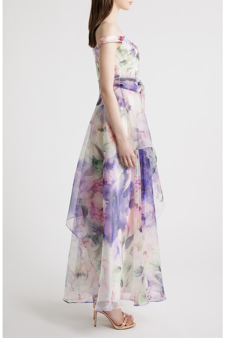 Floral Off the Shoulder Ballgown, Alternate, color, PURPLE MULTI