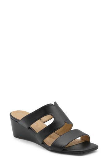 Adrienne Vittadini Adoring Wedge Slide Sandal In Black