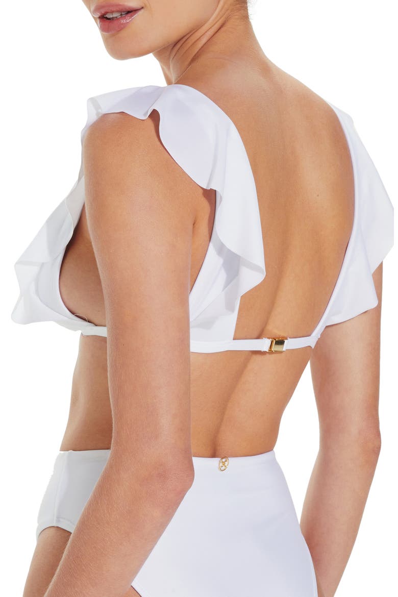 Liz Solid Ruffle Bikini Top, Alternate, color, WHITE