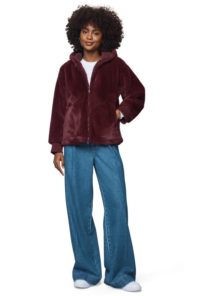 Lucia Faux Fur Jacket, Alternate, color, ROSEWOOD