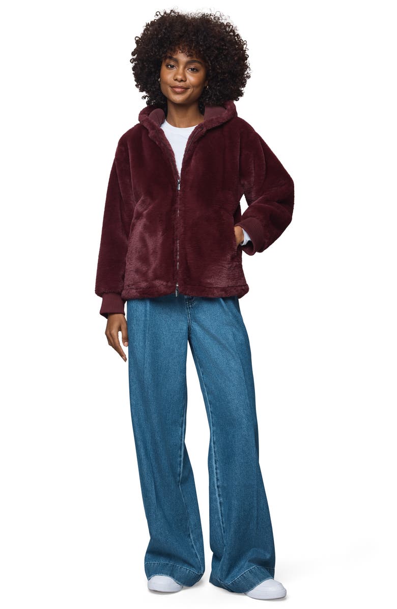 Splendid Lucia Faux Fur Jacket, Alternate, color, Rosewood