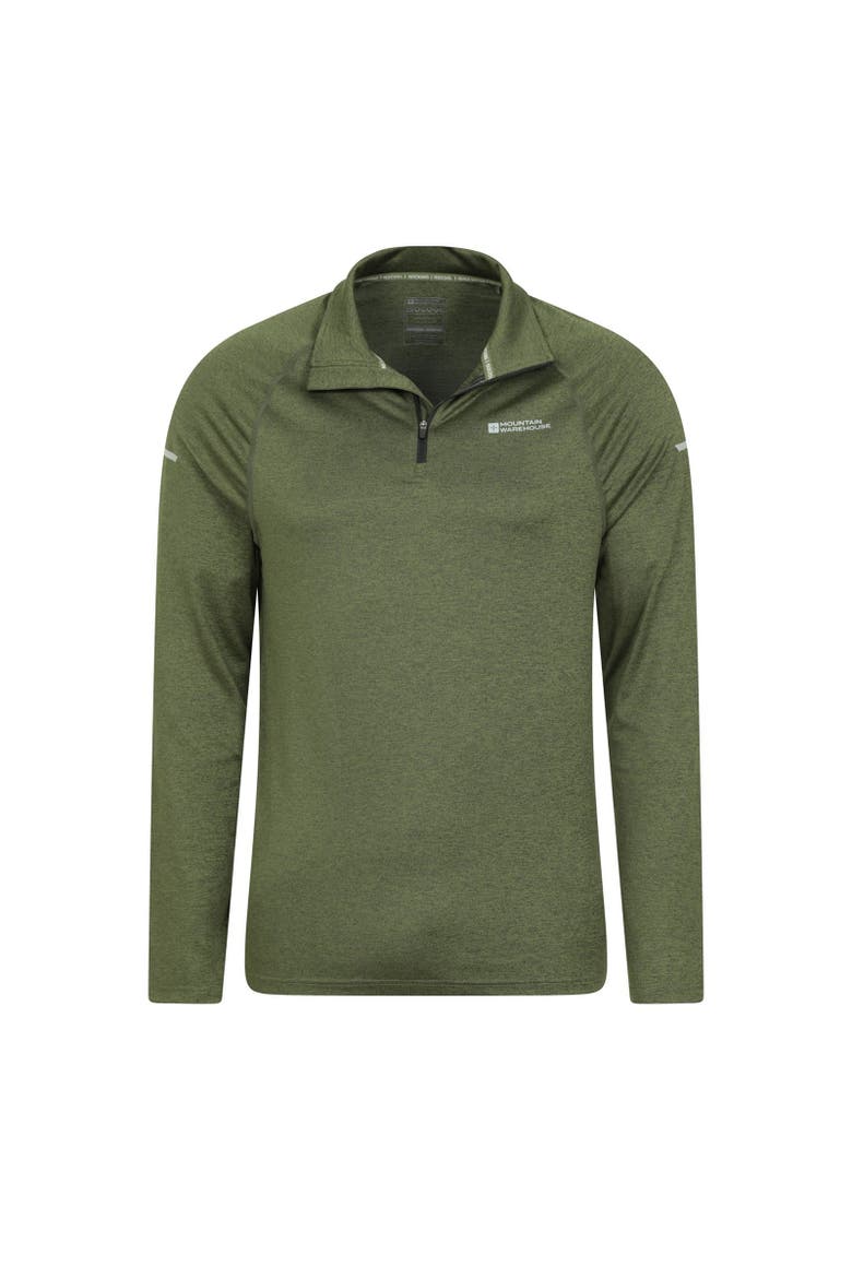 Mens Echo Melange Recycled Half Zip Midlayer Top, Alternate, color, Green
