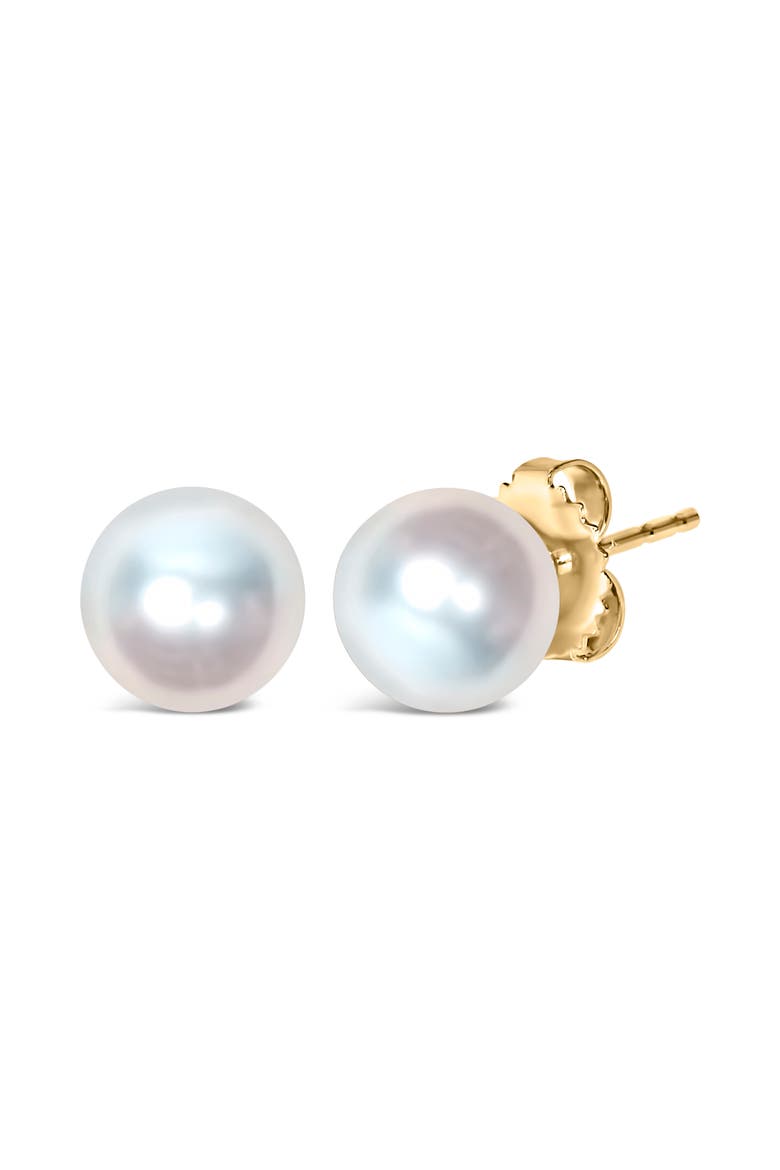14K Gold 4.0-4.5MM Cultured Freshwater Pearl Solitaire Stud Earrings, Alternate, color, Yellow