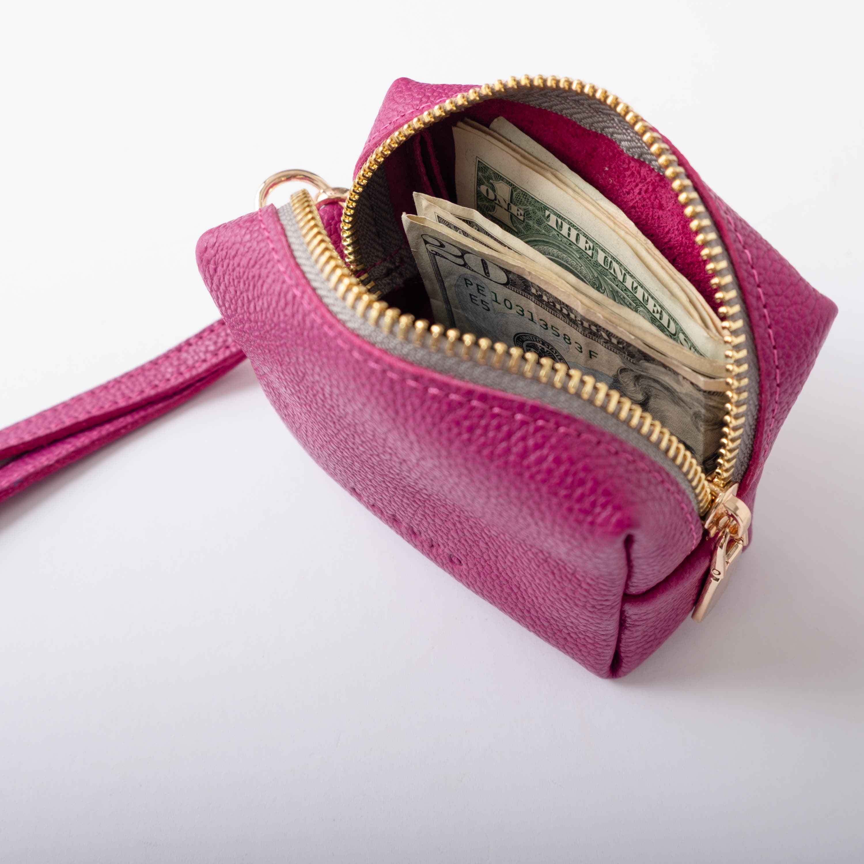 Mini Zipper Bag with Wristlet, Alternate, color, Fuchsia