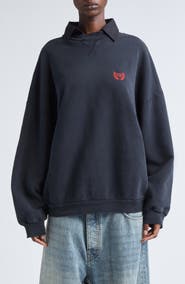 Balenciaga BB Logo Embroidered Distressed Sweatshirt